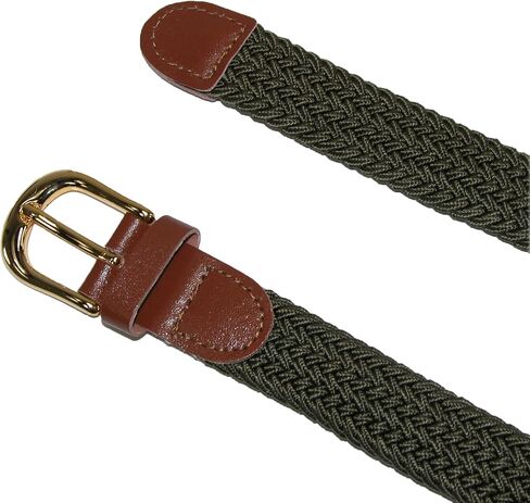 CTM Women's Elastic Braided Stretch Belt with Gold Buckle 1 Inch in Kuwait