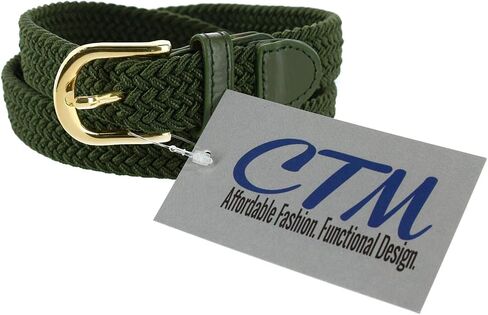 CTM Women's Elastic Braided Stretch Belt with Gold Buckle 1 Inch in Kuwait