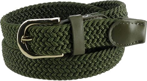 CTM Women's Elastic Braided Stretch Belt with Gold Buckle 1 Inch in Kuwait