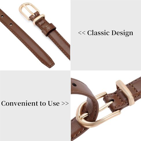 Women Genuine Leather Waist Belt for Jeans Pants Dresses Elegant Thin Ladies Belts with Gold Pin Buckle in Saudi Arabia
