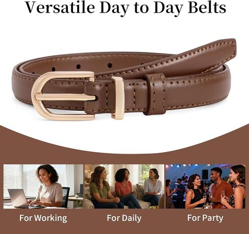 Women Genuine Leather Waist Belt for Jeans Pants Dresses Elegant Thin Ladies Belts with Gold Pin Buckle in Saudi Arabia
