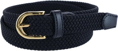 CTM Women's Elastic Braided Stretch Belt with Gold Buckle 1 Inch in Kuwait