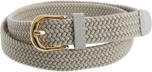CTM Women's Elastic Braided Stretch Belt with Gold Buckle 1 Inch in Kuwait