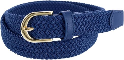 CTM Women's Elastic Braided Stretch Belt with Gold Buckle 1 Inch in Kuwait