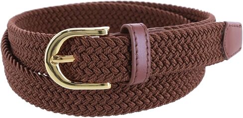 CTM Women's Elastic Braided Stretch Belt with Gold Buckle 1 Inch in Kuwait