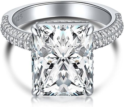 8 Carat Crushed Ice Radiant Cut Engagement Rings 925 Sterling Silver Hidden Halo Wedding Ring CZ Simulated Big Diamond Ring Size 5-9 in Saudi Arabia