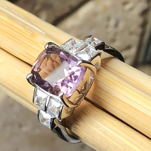 Natural Purple Amethyst 925 Solid Sterling Silver Engagement Ring Size 5, 6, 7, 8, 9 in Saudi Arabia