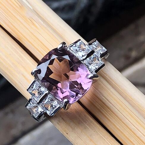 Natural Purple Amethyst 925 Solid Sterling Silver Engagement Ring Size 5, 6, 7, 8, 9 in Saudi Arabia