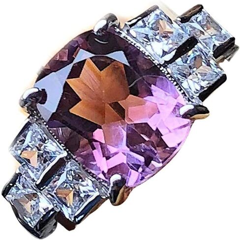 Natural Purple Amethyst 925 Solid Sterling Silver Engagement Ring Size 5, 6, 7, 8, 9 in Saudi Arabia