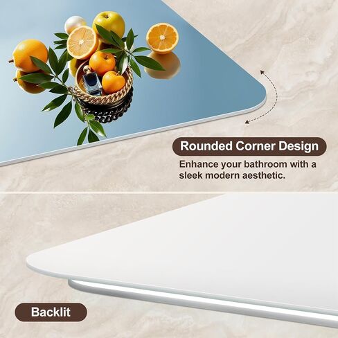 40''X30'' Backlit Led Mirror for Bathroom Rectangular Frameless Wall Mirror with Light Rounded Corners, Shatter Proof, Dimmable, Smart, 3-Color Lights,Tempered Glass (Anti-Fog) in Saudi Arabia