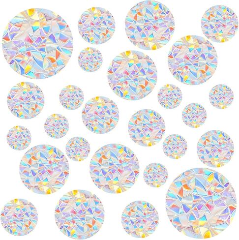 65Pcs Anti-Collision Bird Window Clings, Circle Window Sticker, Reusable Rainbow Vinyl Suncatcher Stickers for Glass in Kuwait