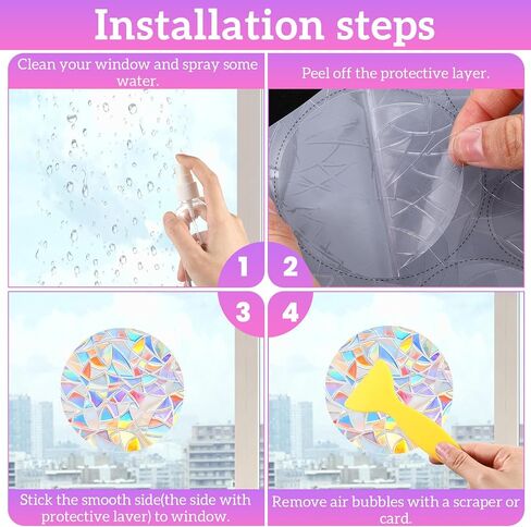 65Pcs Anti-Collision Bird Window Clings, Circle Window Sticker, Reusable Rainbow Vinyl Suncatcher Stickers for Glass in Kuwait
