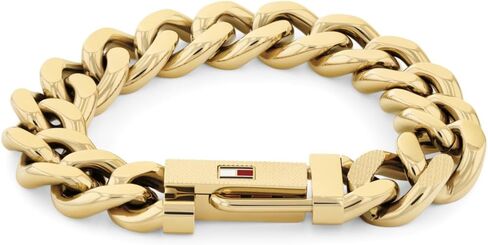 Tommy Hilfiger Men's Jewelry - Stainless Steel Adjustable Chain Bracelet with Fold-Over Calsp - Modern and Stylish - Fashion Accessory, Gift for Him in Kuwait