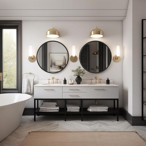 G-LEAF Black Round Mirror 32 inch Circle Mirror for Bathroom Vanity, Entryway, Living Room, Round Bathroom Mirror for Wall in Saudi Arabia