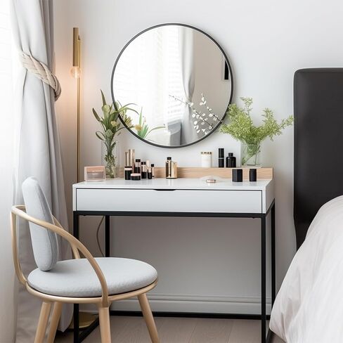 G-LEAF Black Round Mirror 32 inch Circle Mirror for Bathroom Vanity, Entryway, Living Room, Round Bathroom Mirror for Wall in Saudi Arabia