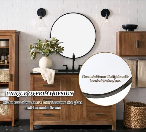 G-LEAF Black Round Mirror 32 inch Circle Mirror for Bathroom Vanity, Entryway, Living Room, Round Bathroom Mirror for Wall in Saudi Arabia