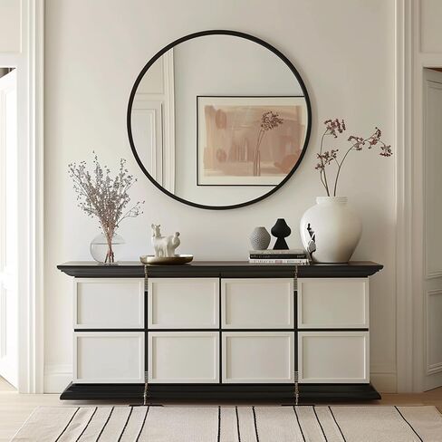 G-LEAF Black Round Mirror 32 inch Circle Mirror for Bathroom Vanity, Entryway, Living Room, Round Bathroom Mirror for Wall in Saudi Arabia