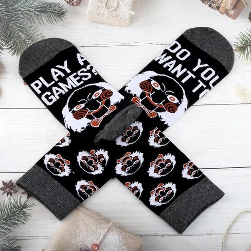 G2TUP Psychological Thriller Socks Killer Movie Fans Gift Do You Want To Play a Game Gory Horror Socks Survival Horror Merch in Kuwait