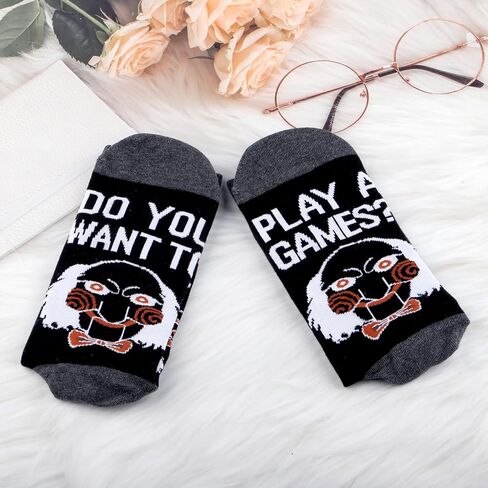 G2TUP Psychological Thriller Socks Killer Movie Fans Gift Do You Want To Play a Game Gory Horror Socks Survival Horror Merch in Kuwait