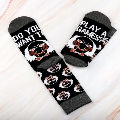 G2TUP Psychological Thriller Socks Killer Movie Fans Gift Do You Want To Play a Game Gory Horror Socks Survival Horror Merch in Kuwait