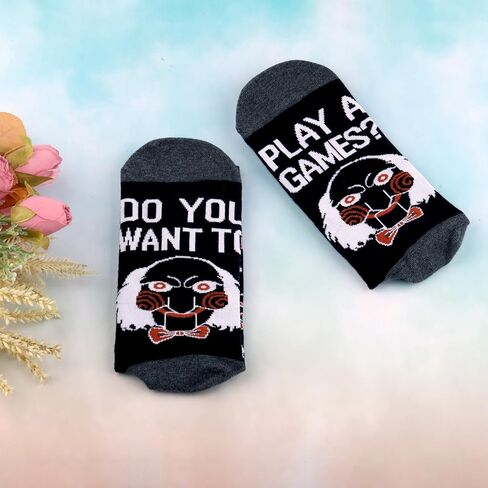 G2TUP Psychological Thriller Socks Killer Movie Fans Gift Do You Want To Play a Game Gory Horror Socks Survival Horror Merch in Kuwait