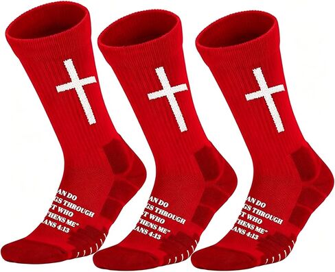 3 Pairs Cross Grip Socks with Bible, Christian Socks US 6-13, Grip Sports Sock for Football, Soccer, Gym in Saudi Arabia