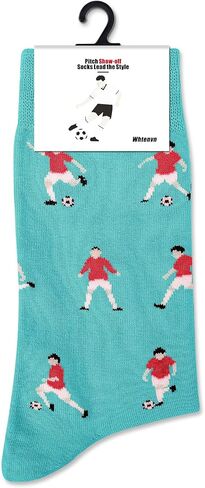 Men's Fun Football Print Mid-Calf Socks, Breathable Cotton, for Teens & Adults, Ideal Football Fan Gift in Saudi Arabia