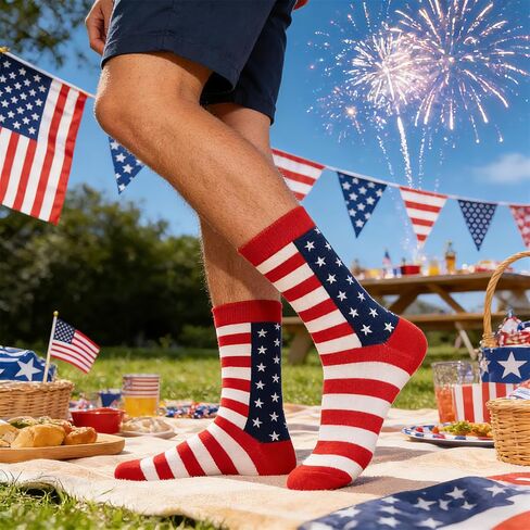 American Flag 4th of July Socks for Men Women USA Flag Patriotic Socks,Funny Red White Blue Stripe & Star Socks,250th Anniversary Independence Day Gifts (2 Pairs) in Saudi Arabia