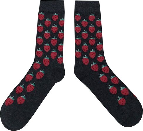 Strawberry Dress Socks Funny Novelty Crazy Fun Design Men Size 8-12 Cotton Casual Crew Colorful Funky Fancy Socks Gift for Men in Kuwait