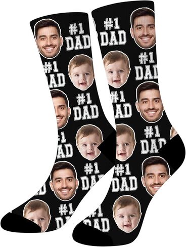 XINLING Personalized Fathers Day Sock Gifts Custom Dad Socks with Faces Customized Best Dad Ever Gift for Grandpa Husband in Saudi Arabia