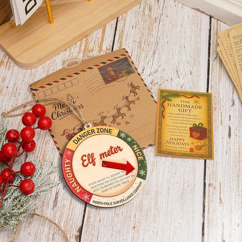 Funny Elf Accessories Naughty or Nice Elf Meter Christmas Ornament 2026, Funny Xmas Decoration, Wooden Decor Gift for Kids, Family, Friend, White Elephant Gifts. Christmas Decorations in Saudi Arabia