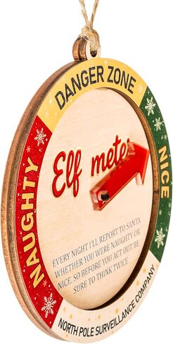 Funny Elf Accessories Naughty or Nice Elf Meter Christmas Ornament 2026, Funny Xmas Decoration, Wooden Decor Gift for Kids, Family, Friend, White Elephant Gifts. Christmas Decorations in Saudi Arabia