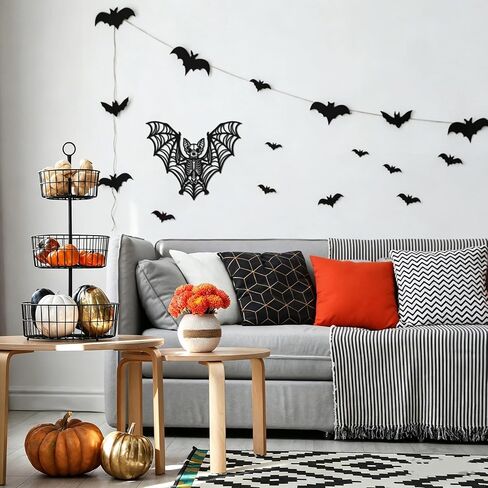 Frienda Gothic Wall Decoration Bat Skeleton 12x7 Inch Black Metal Halloween Gothic Art for Wall Halloween Horror Bat Skeleton Skull Hanging Decoration for Bedroom Living Room Bathroom Office Home in Kuwait