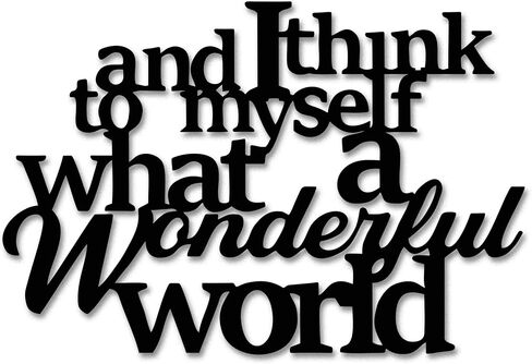 JEWLOVE Inspirational Metal Wall Decor - Quotes Wall Decor, What A Wonderful World Affirmation Wall Decor for Home, Motivational Wall Art for Office, Living Room, Bedroom - 14.6" X 9.8" in Kuwait