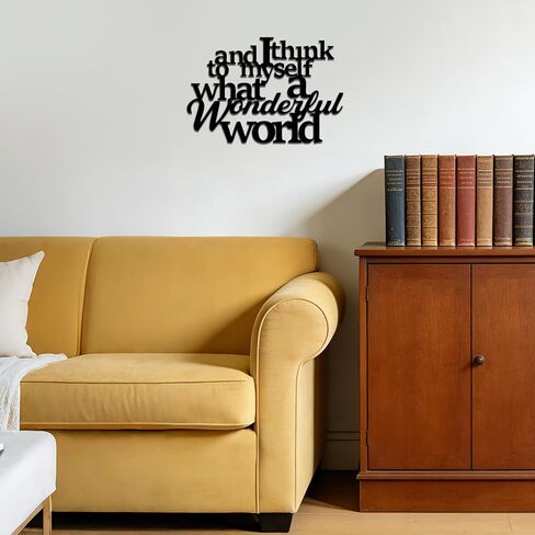 JEWLOVE Inspirational Metal Wall Decor - Quotes Wall Decor, What A Wonderful World Affirmation Wall Decor for Home, Motivational Wall Art for Office, Living Room, Bedroom - 14.6" X 9.8" in Kuwait