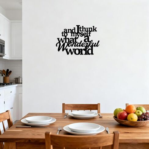 JEWLOVE Inspirational Metal Wall Decor - Quotes Wall Decor, What A Wonderful World Affirmation Wall Decor for Home, Motivational Wall Art for Office, Living Room, Bedroom - 14.6" X 9.8" in Kuwait
