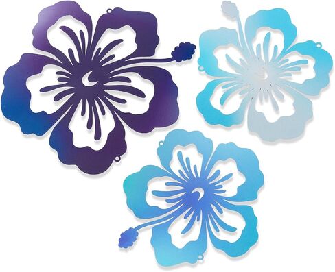 GLASSWINDS 3Pcs Metal Hibiscus Flower Wall Art Hawaiian decor, Rustic Tropical Floral Wall Decor Hibiscus Decor, Tropical Plant Plaque, Floral Wall Decoration for Home Office Bedroom Living Room in Saudi Arabia