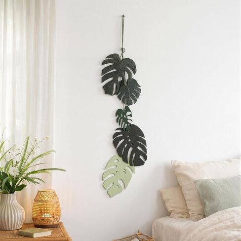 Yerliker Monstera Leaf للتعليق على الحائط Monstera Leaf الاستوائية أوراق النخيل الجدار للتعليق ديكور الخشب والبلاستيك لوح تعليق للمزرعة والمطبخ وغرفة النوم والحديقة in Kuwait