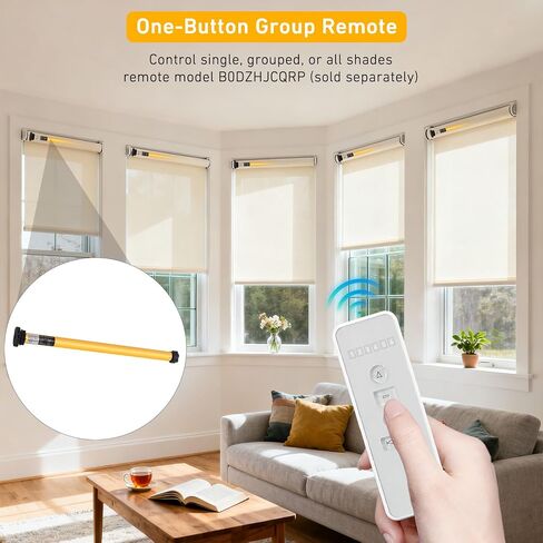 Motorized Roller Shade Conversion Kit — Remote-Controlled Upgrade for Roller/Zebra/Roman Shades, Fits 1.5" (38mm) Tubes, 12 lb Lift, Quiet Copper Motor, USB-C Rechargeable — Model AM25-1/25-ES-E in Saudi Arabia