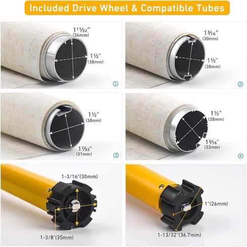 Motorized Roller Shade Conversion Kit — Remote-Controlled Upgrade for Roller/Zebra/Roman Shades, Fits 1.5" (38mm) Tubes, 12 lb Lift, Quiet Copper Motor, USB-C Rechargeable — Model AM25-1/25-ES-E in Saudi Arabia