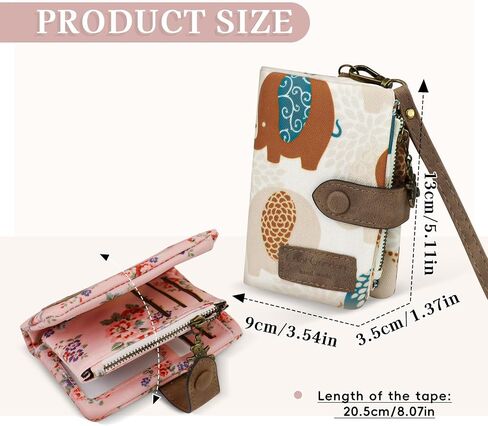 Cute Wallet, Women's Wallets with Detachable Wrist Strap, 11 Card Slot Small Wallets Woman Portable Travel Wallet with 2 Zipper Coin Pocket for Ladies (flower, Pink) in Saudi Arabia