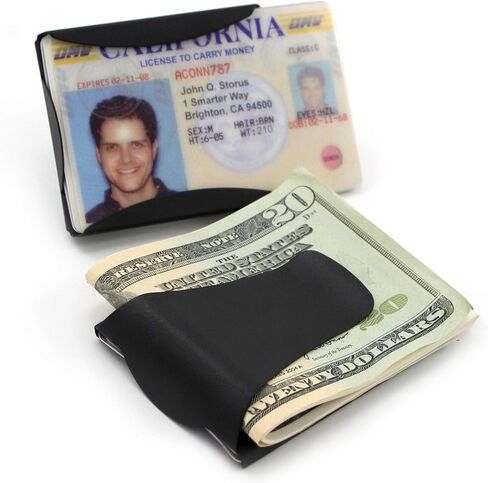 Storus Smart Money Clip Card Holder Wallet, Minimalist Slim Front Pocket Wallet with Engraving Option for Men, Graduates, Dad, Gift - Brushed Matte Black Finish, Stainless Steel in Saudi Arabia