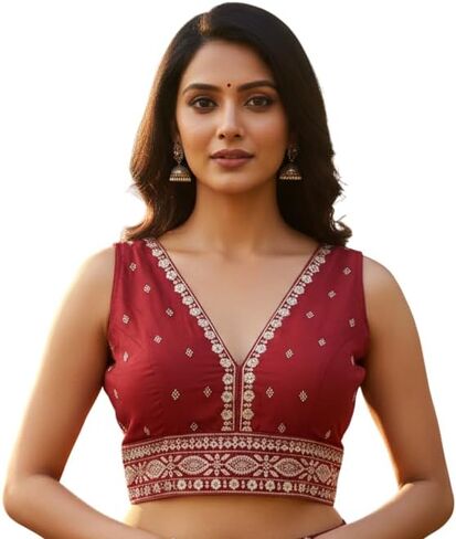 Party Wear Bollywood Embroidered Readymade Indian Ethnic Saree Blouse Crop Top Choli | (38) adjusted to L (40)" in Saudi Arabia