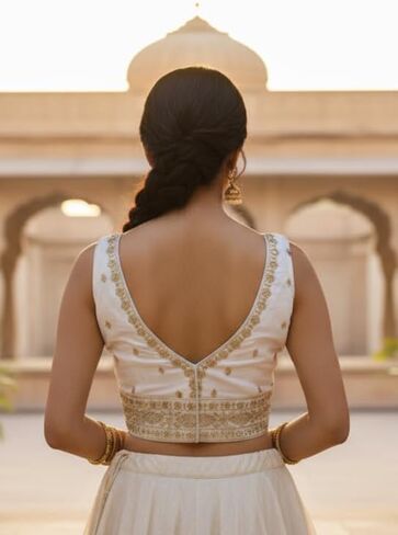Party Wear Bollywood Embroidered Readymade Indian Ethnic Saree Blouse Crop Top Choli | (38) adjusted to L (40)" in Kuwait
