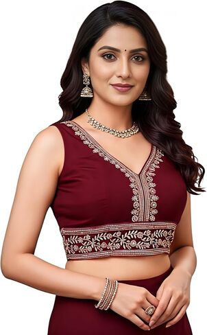Party Wear Bollywood Embroidered Readymade Indian Ethnic Saree Blouse Crop Top Choli | (38) adjusted to L (40)" in Kuwait