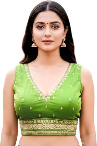 Party Wear Bollywood Embroidered Readymade Indian Ethnic Saree Blouse Crop Top Choli | (38) adjusted to L (40)" in Kuwait
