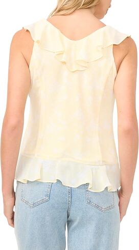 1.State Women's V-Neck Ruffle Sleeveless Blouse in Kuwait