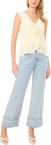 1.State Women's V-Neck Ruffle Sleeveless Blouse in Kuwait