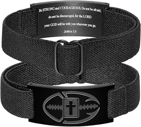 OIDEA Cross Bible Verse Bracelets for Men: Graduation Gifts Stainless Steel Bracelet Black Elastic Stretch Strap Adjustable Christian Jewelry Gift for Him Men in Kuwait