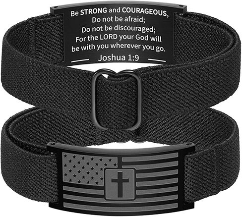 OIDEA Cross Bible Verse Bracelets for Men: Graduation Gifts Stainless Steel Bracelet Black Elastic Stretch Strap Adjustable Christian Jewelry Gift for Him Men in Kuwait